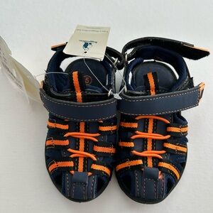 Rugged Bear Kids Navy and Bright Orange Sandals